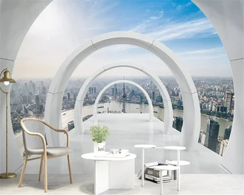 beibehang Kohandada uue kaasaegse visuaalse ruumi office lihtne ja atmosfääri geomeetriline arhitektuuri tapeet papier peint