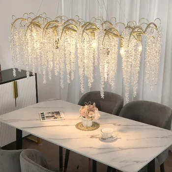 Läige LED-Lühtrid Home Art Luxury Crystal Lae Peatamise Lambid Elavad Köök Island Restoran Rippuvad Valgustid