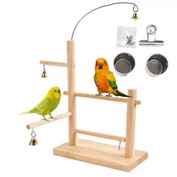 Puidust Lindude Mänguväljak Bell Disain Papagoi Kasutada Tegevuse Keskus Naturaalsest Puidust Ahven Seista Ja Puuri Mänguasju Lind Mängida Mänguväljak